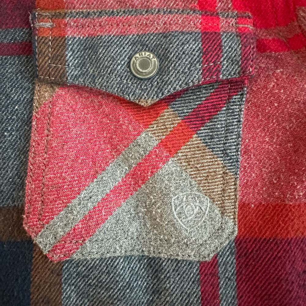 Ariat Retro Fit Plaid‎ Flannel Hooded Jacket Size M Like New - Picture 5 of 6